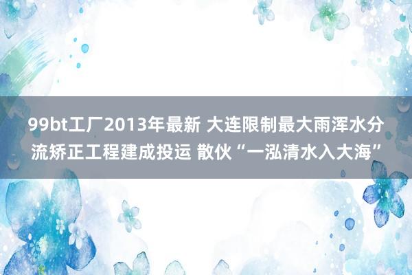 99bt工厂2013年最新 大连限制最大雨浑水分流矫正工程建成投运 散伙“一泓清