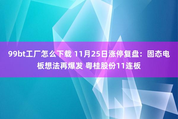 99bt工厂怎么下载 11月25日涨停复盘:固态电板想法再爆发 粤桂股份11连板