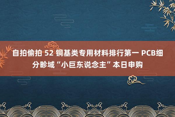 自拍偷拍 52 铜基类专用材料排行第一 PCB细分畛域“小巨东说念主”本日申购