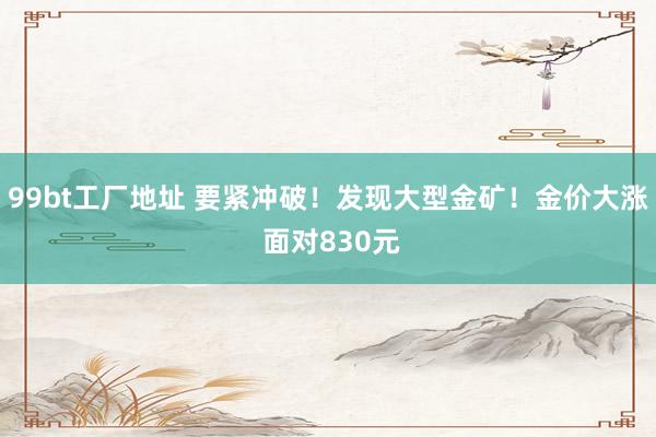 99bt工厂地址 要紧冲破！发现大型金矿！金价大涨 面对830元